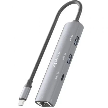 AISENS Dock USB-C a Ethernet Gigabit + Hub 1xUSB-C + 2xUSB-A, Gris, 15cm AISENS Dock USB-C a Ethernet Gigabit + Hub 1xUSB-C + 2xUSB-A, Gris, 15cm